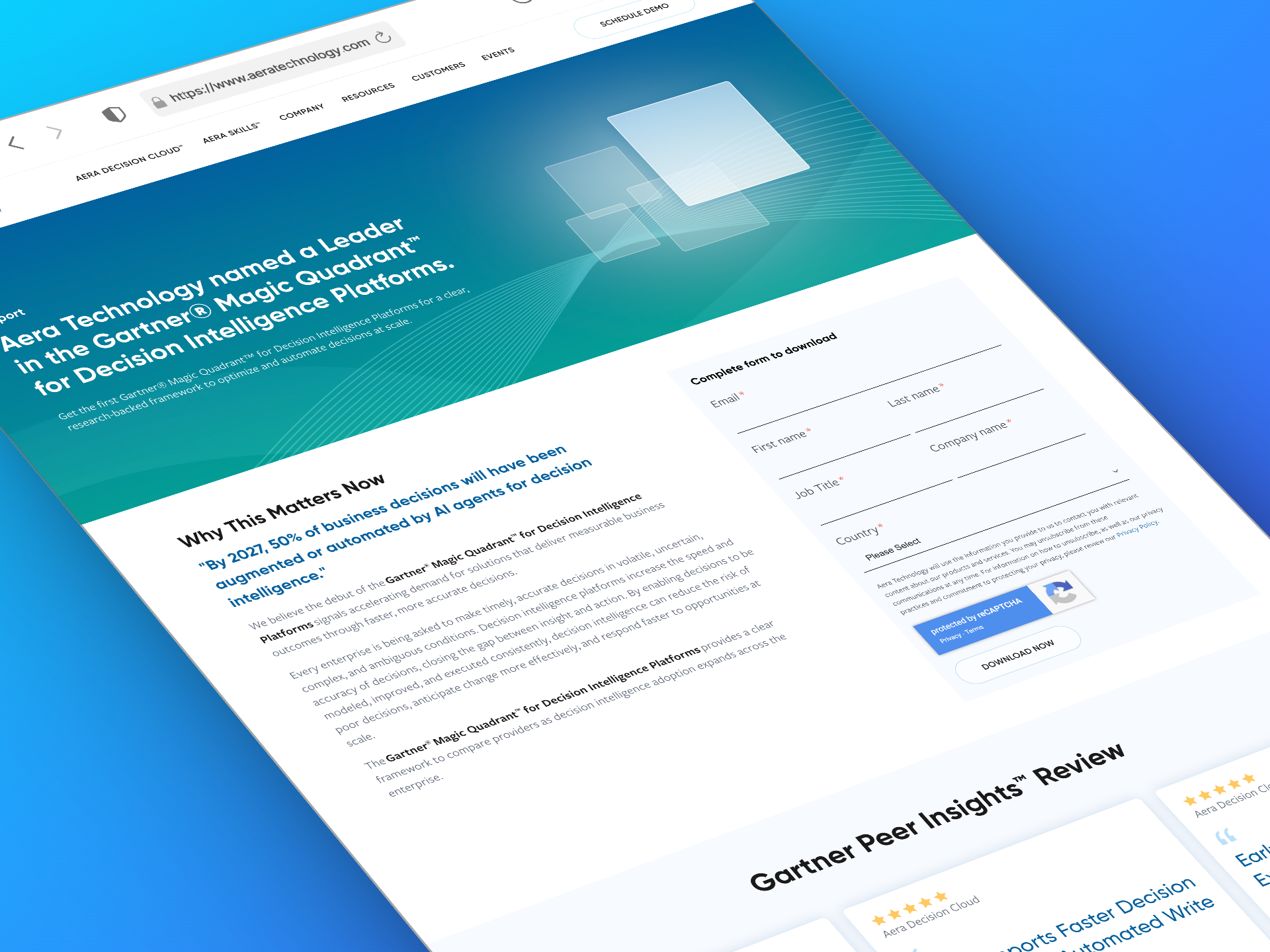 Gartner Magic Quadrant campaign landing page with gated report download form